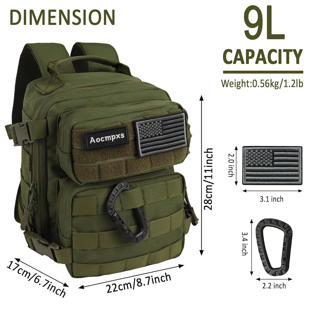 Amazon.co.jp: Aocmpxs ミニタクティカルバックパック 9L